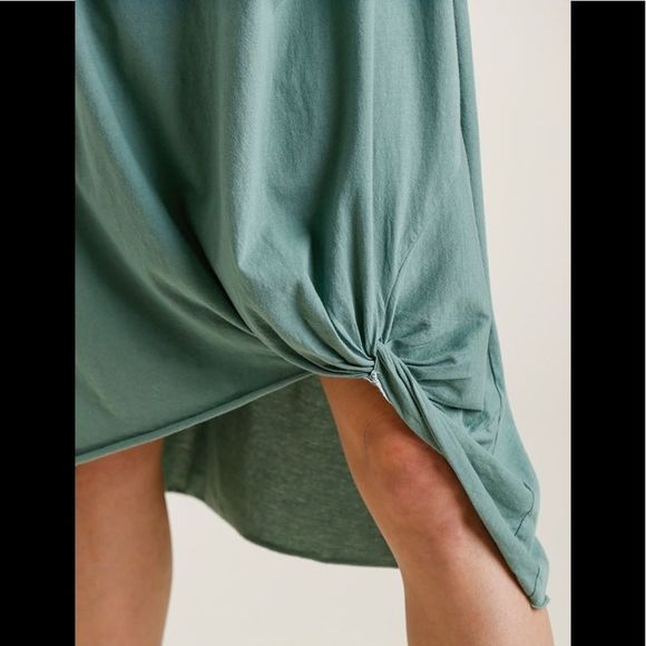 Umgee Navy & Green Ombre Front Knot Detail Long Sleeve Midi Dress - Picture 2 of 6